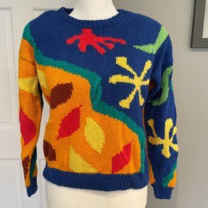 Vintage Jack Winter Petite Vibrant Colors Abstract Women’s Sweater Small